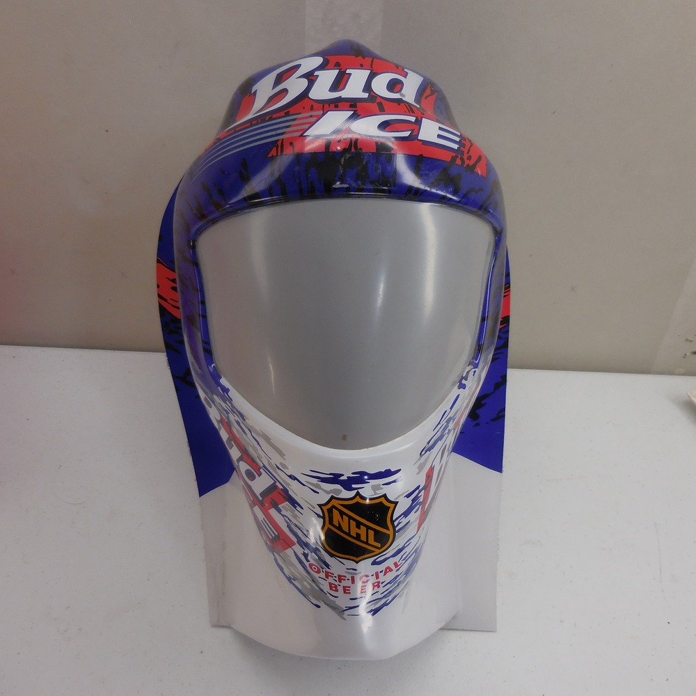 Vintage Bud Ice NHL Official Beer Hockey Goalie Mask Plastic Wall Display Sign